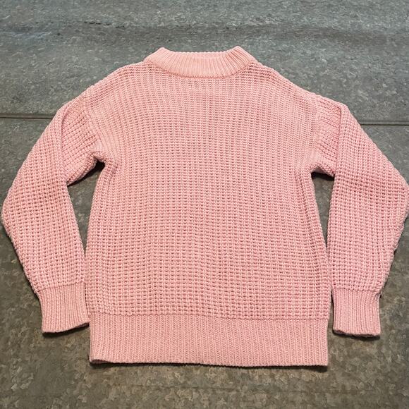 Vintage Circuit Mock Neck Chunky Knit Pink Sweater Womens Medium 80s 90s Mom - Picture 1 of 7